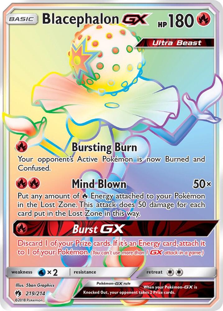 2018 Pokemon SM - Lost Thunder 219/214 Blacephalon GX Secret Rare