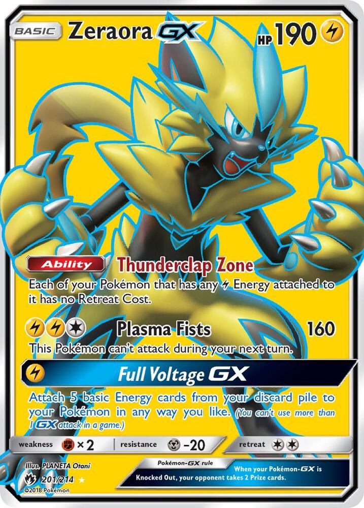 2018 Pokemon SM - Lost Thunder 201/214 Zeraora GX (Full Art) Ultra Rare