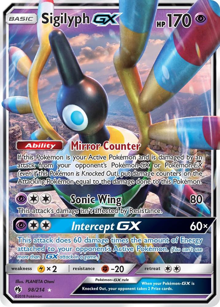 2018 Pokemon SM - Lost Thunder 98/214 Sigilyph GX Ultra Rare
