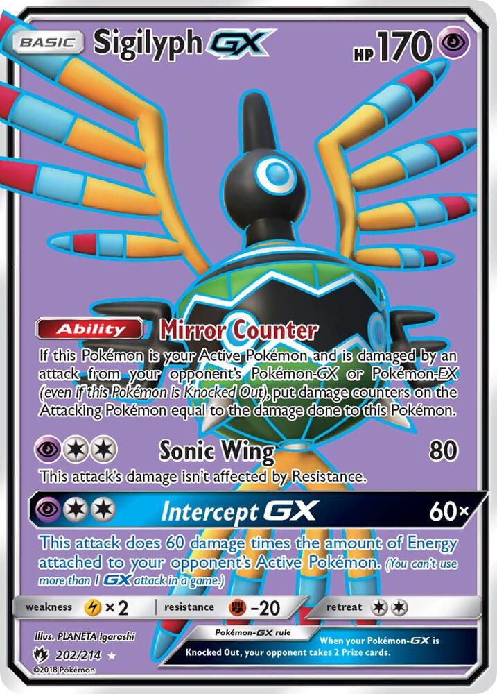 2018 Pokemon SM - Lost Thunder 202/214 Sigilyph GX (Full Art) Ultra Rare