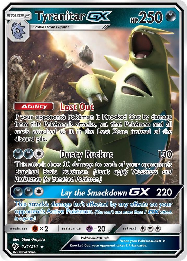 2018 Pokemon SM - Lost Thunder 121/214 Tyranitar GX Ultra Rare