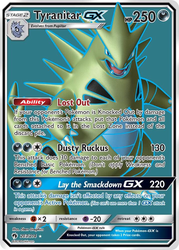 2018 Pokemon SM - Lost Thunder 203/214 Tyranitar GX (Full Art) Ultra Rare