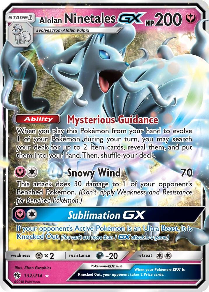 2018 Pokemon SM - Lost Thunder 132/214 Alolan Ninetales GX Ultra Rare