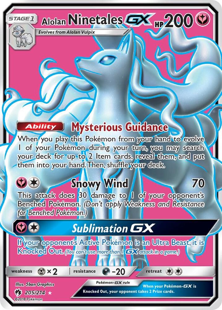 2018 Pokemon SM - Lost Thunder 205/214 Alolan Ninetales GX (Full Art) Ultra Rare