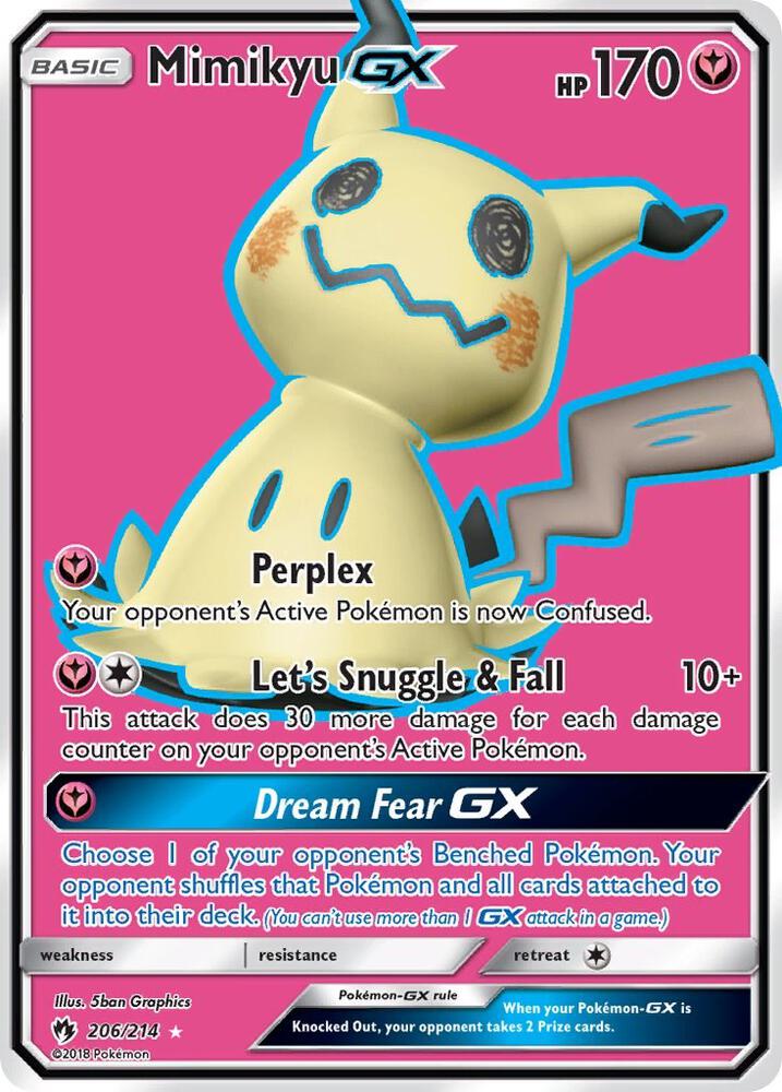 2018 Pokemon SM - Lost Thunder 206/214 Mimikyu GX (Full Art) Ultra Rare
