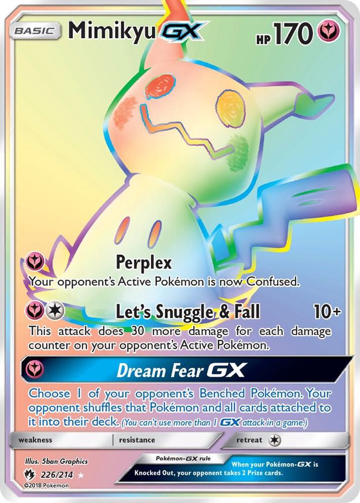 2018 Pokemon SM - Lost Thunder 226/214 Mimikyu GX Secret Rare