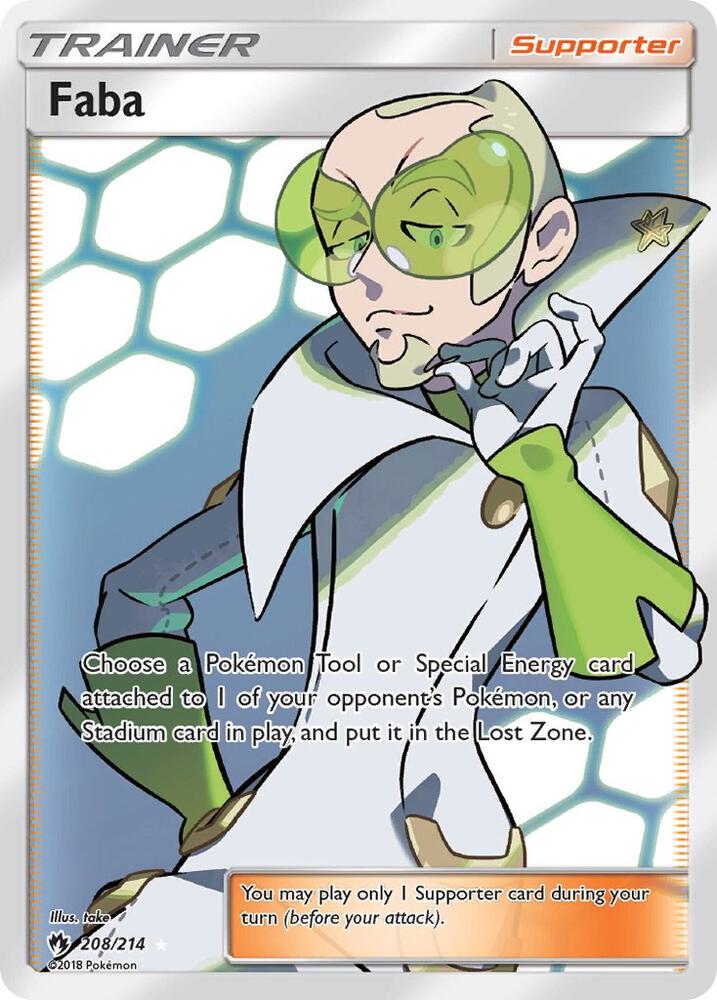 2018 Pokemon SM - Lost Thunder 208/214 Faba (Full Art) Ultra Rare