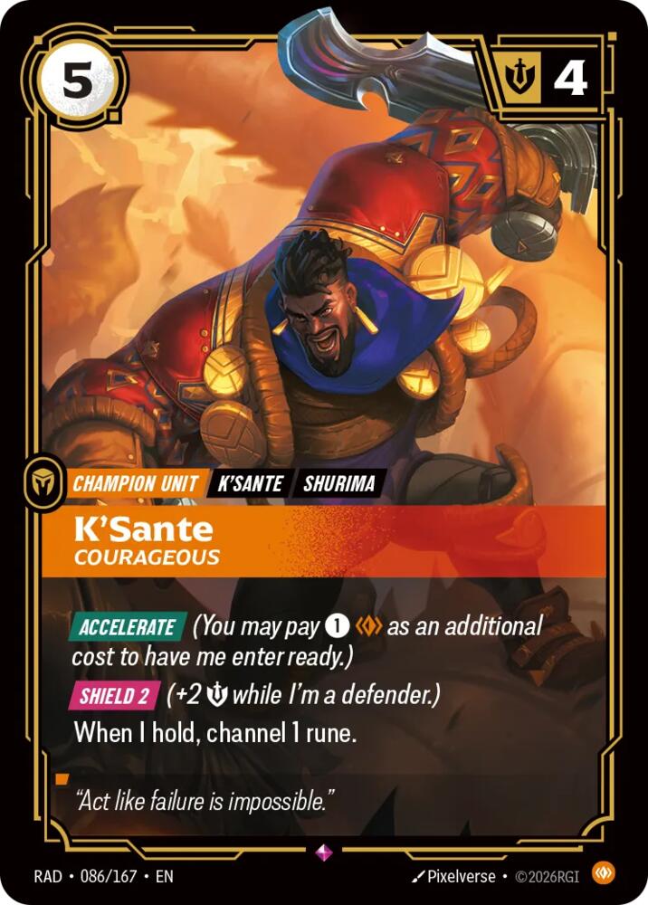 K'Sante - Courageous 086/167 (Radiance)  - Foil