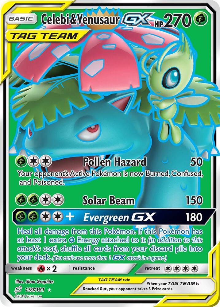 2019 Pokemon SM - Team Up 159/181 Celebi & Venusaur GX (Full Art) Ultra Rare