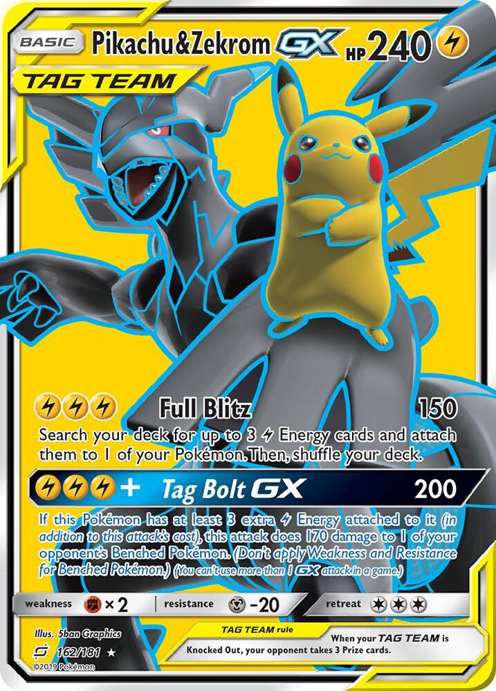 2019 Pokemon SM - Team Up 162/181 Pikachu & Zekrom GX (Full Art) Ultra Rare