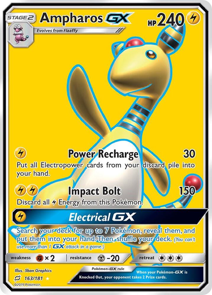 2019 Pokemon SM - Team Up 163/181 Ampharos GX (Full Art) Ultra Rare