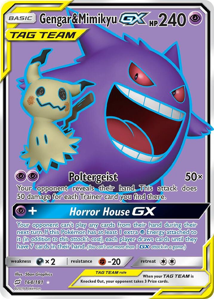 2019 Pokemon SM - Team Up 164/181 Gengar & Mimikyu GX (Full Art) Ultra Rare