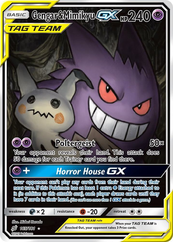 2019 Pokemon SM - Team Up 165/181 Gengar & Mimikyu GX (Alternate Full Art)