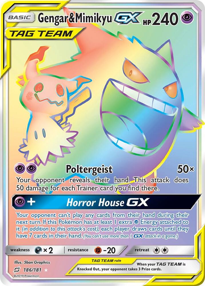 2019 Pokemon SM - Team Up 186/181 Gengar & Mimikyu GX (Secret) Secret Rare