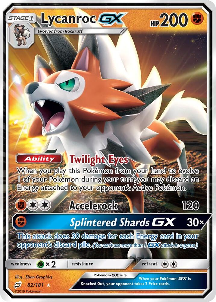 2019 Pokemon SM - Team Up 82/181 Lycanroc GX Ultra Rare