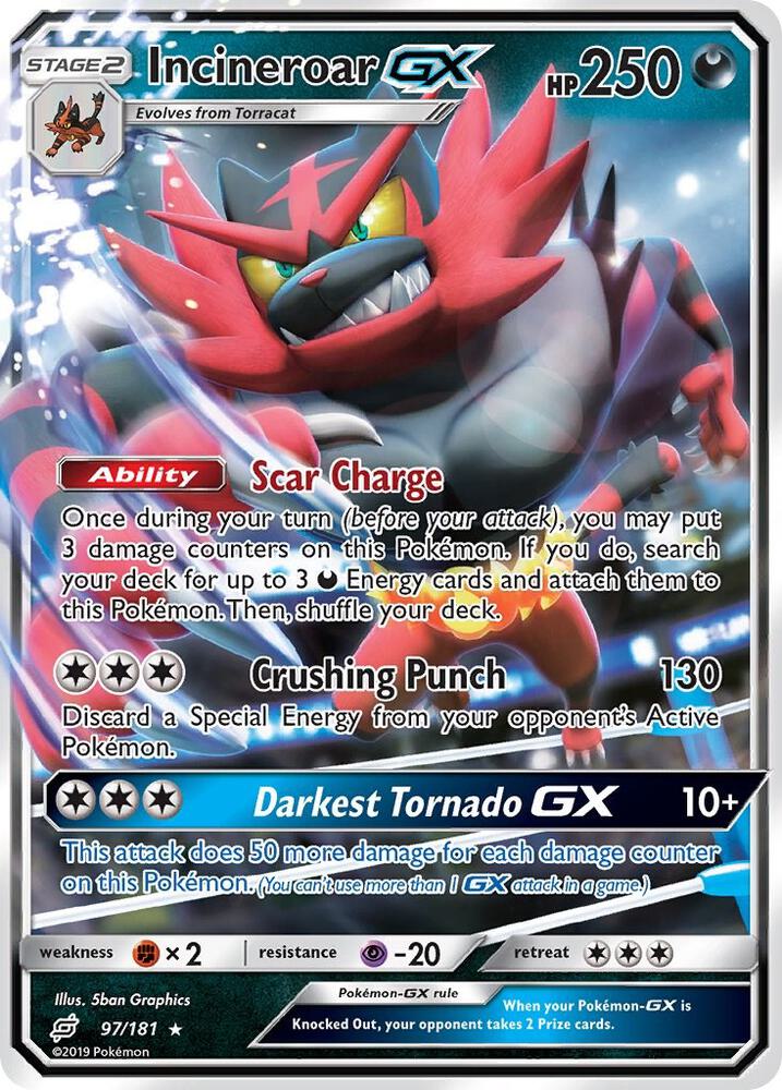 2019 Pokemon SM - Team Up 97/181 Incineroar GX Ultra Rare