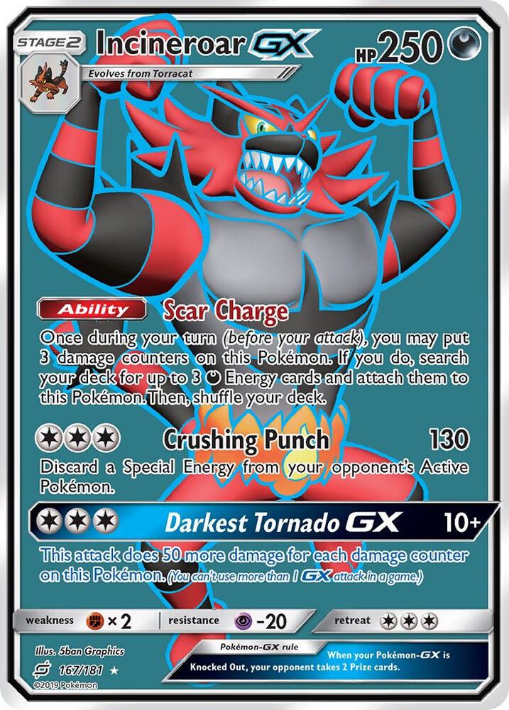 2019 Pokemon SM - Team Up 167/181 Incineroar GX (Full Art) Ultra Rare