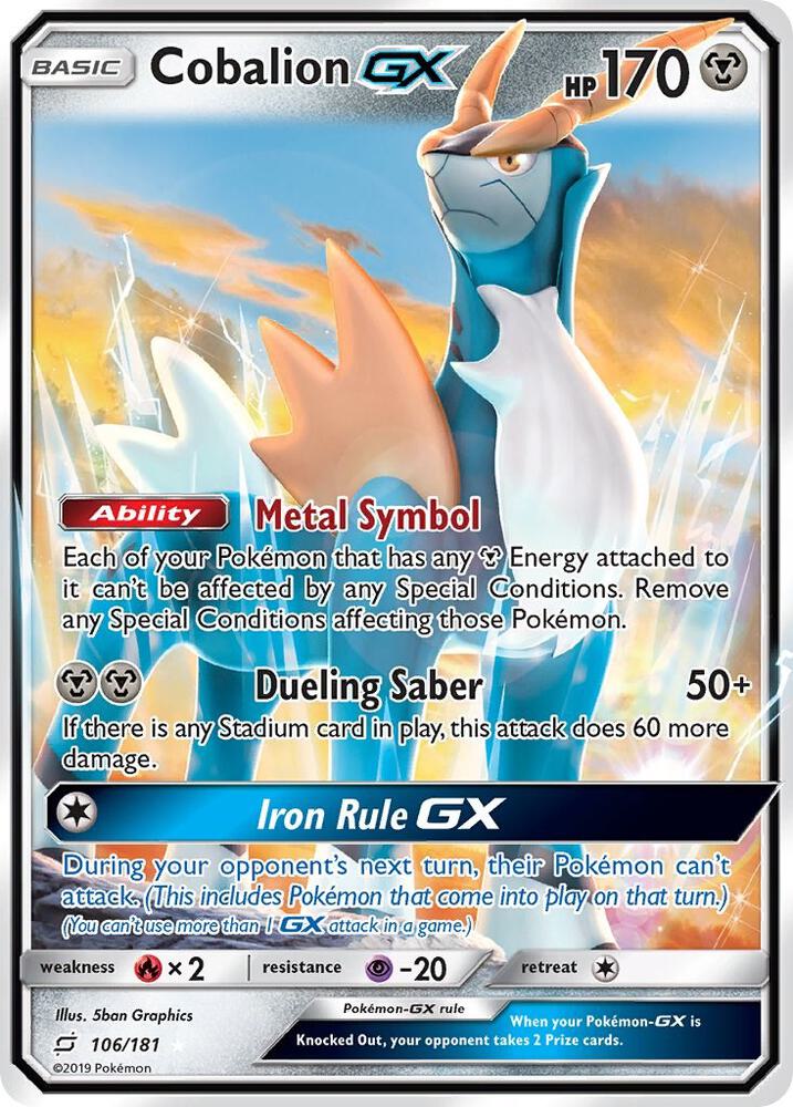 2019 Pokemon SM - Team Up 106/181 Cobalion GX Ultra Rare