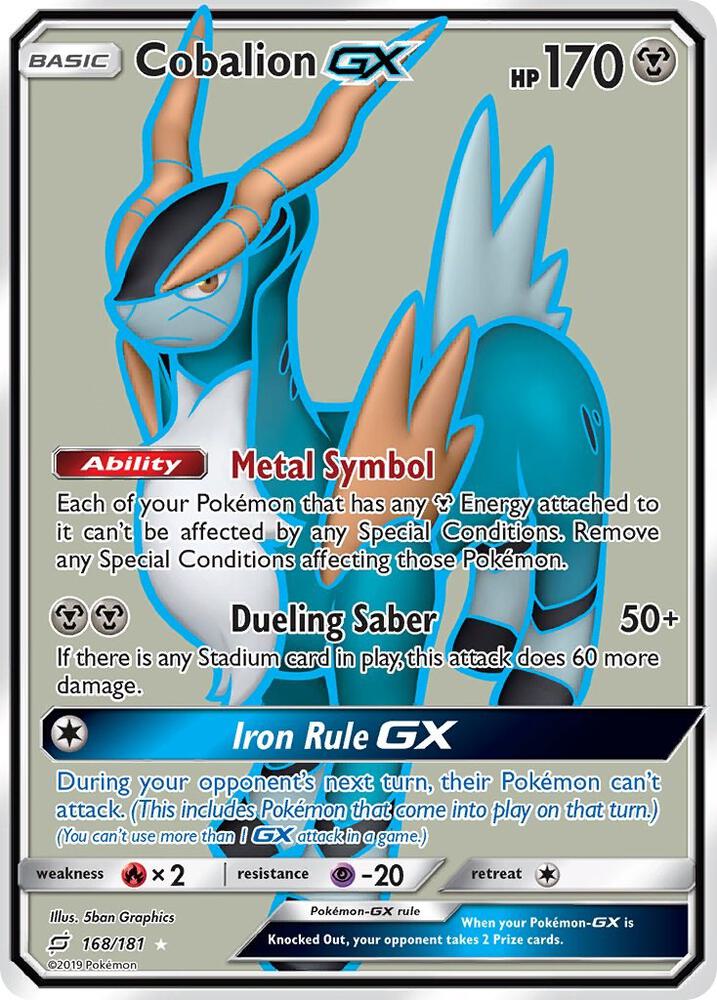 2019 Pokemon SM - Team Up 168/181 Cobalion GX (Full Art) Ultra Rare