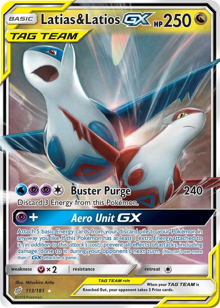 2019 Pokemon SM - Team Up 113/181 Latias & Latios GX Ultra Rare