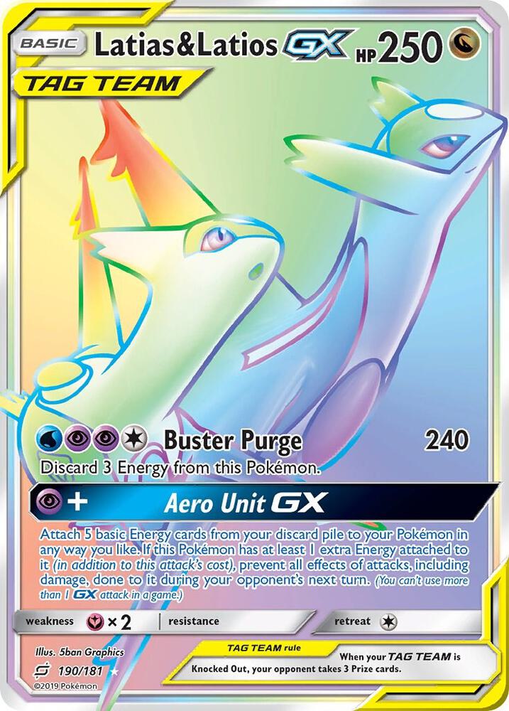 2019 Pokemon SM - Team Up 190/181 Latias & Latios GX (Secret) Secret Rare