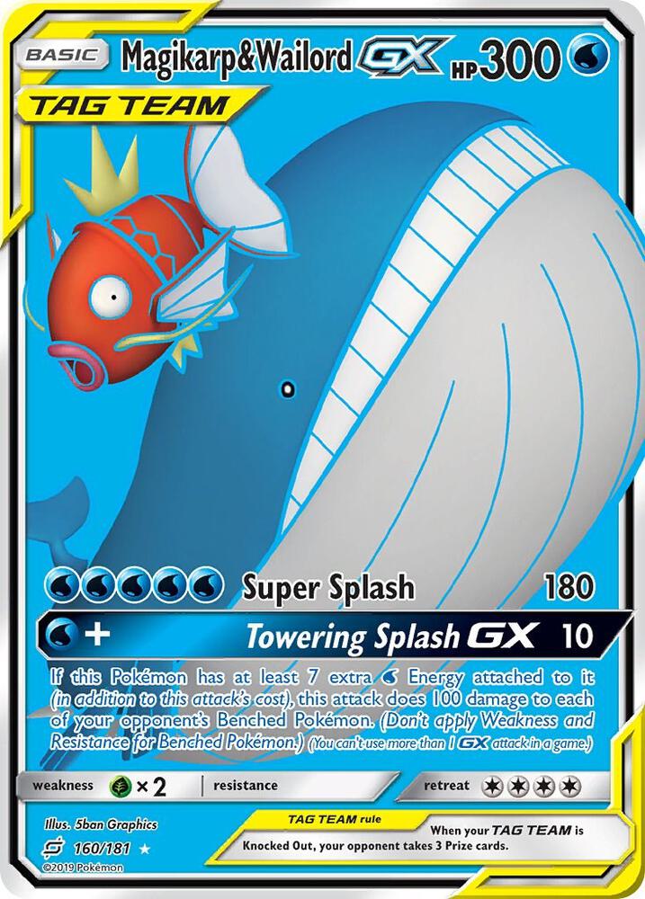 2019 Pokemon SM - Team Up 160/181 Magikarp & Wailord GX (Full Art) Ultra Rare