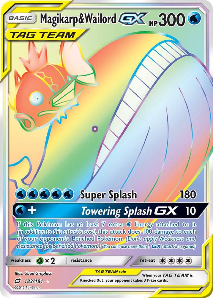 2019 Pokemon SM - Team Up 183/181 Magikarp & Wailord GX (Secret) Secret Rare