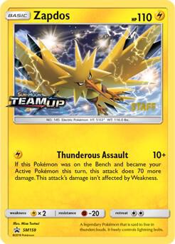 2016 Pokemon SM Promos SM159 Zapdos - SM159 (Prerelease) [Staff] Promo
