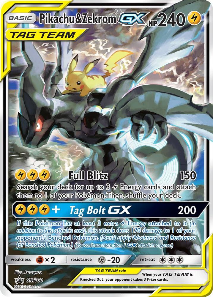 2016 Pokemon SM Promos SM168 Pikachu & Zekrom GX Promo