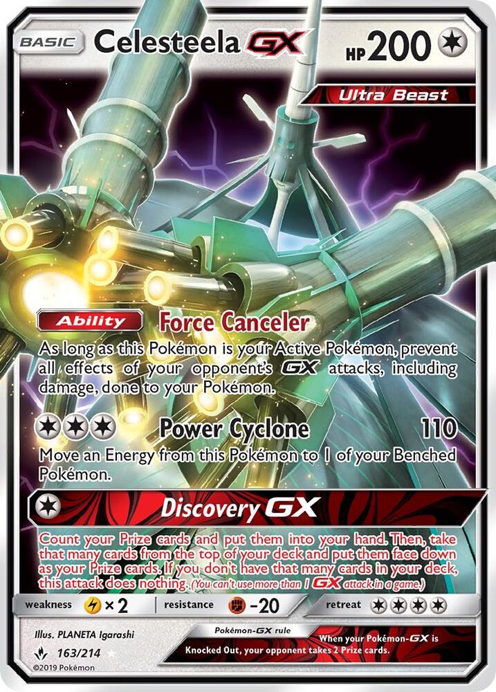 2019 Pokemon SM - Unbroken Bonds 163/214 Celesteela GX Ultra Rare