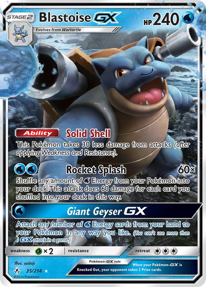 2019 Pokemon SM - Unbroken Bonds 35/214 Blastoise GX Ultra Rare