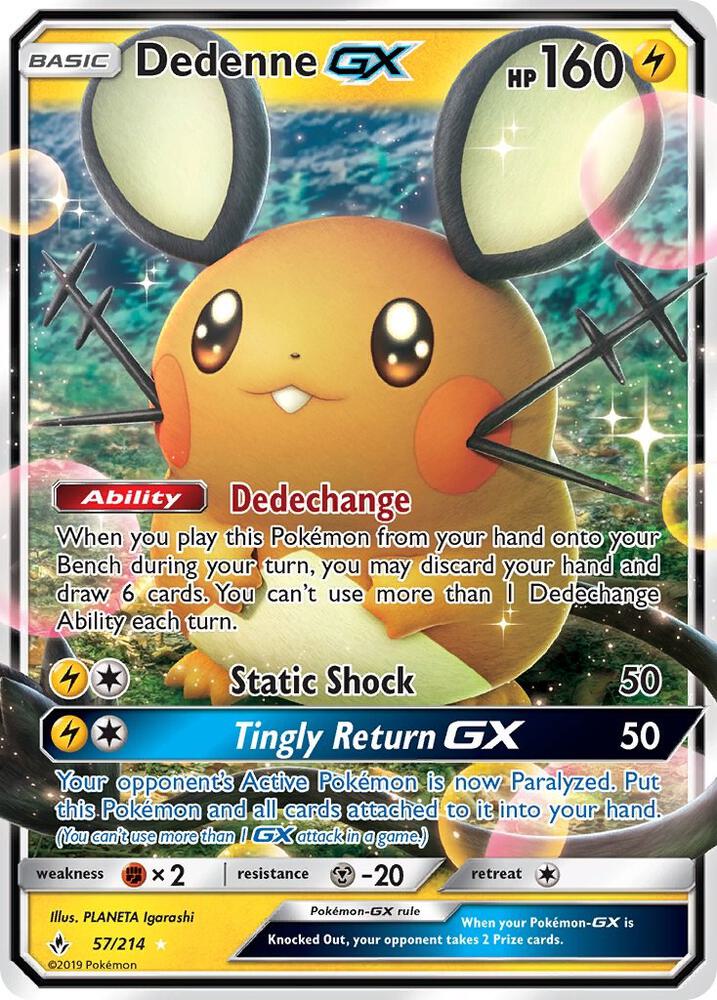 2019 Pokemon SM - Unbroken Bonds 57/214 Dedenne GX Ultra Rare