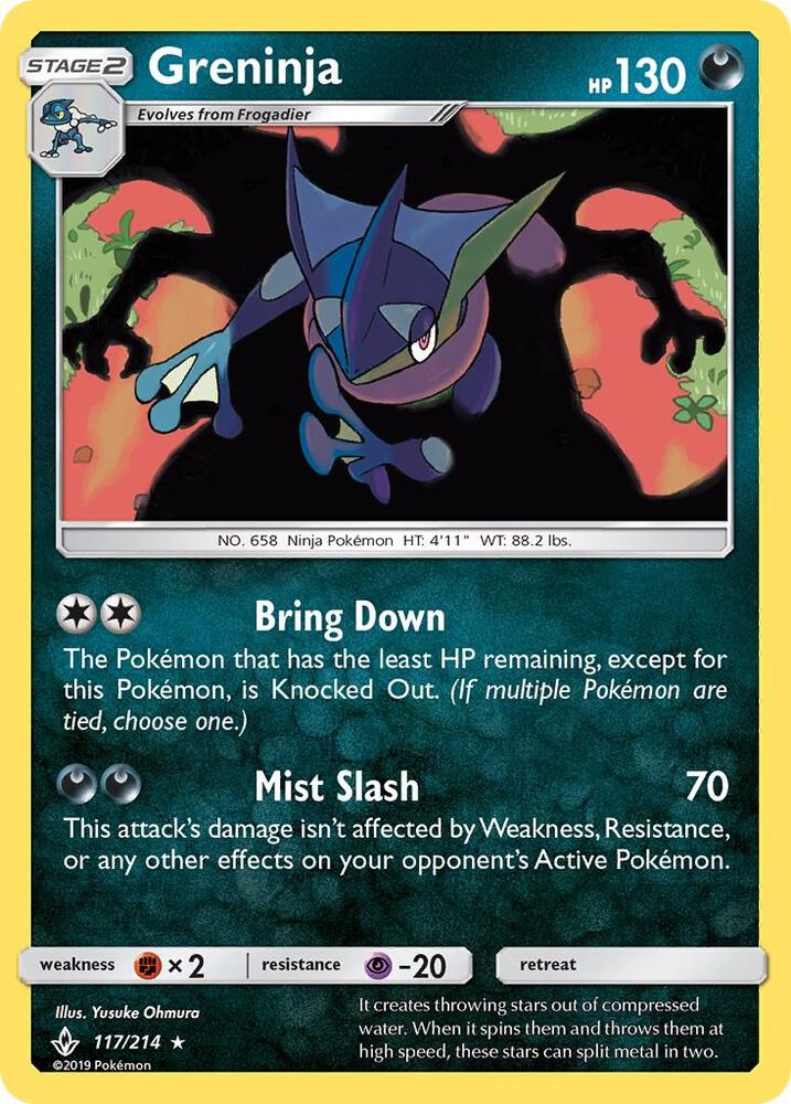 2019 Pokemon SM - Unbroken Bonds 117/214 Greninja Holo Rare