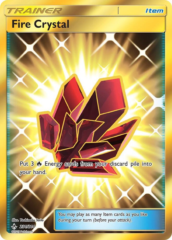 2019 Pokemon SM - Unbroken Bonds 231/214 Fire Crystal (Secret) Secret Rare