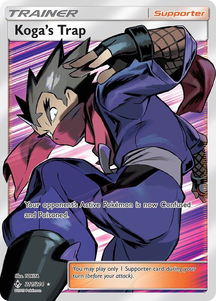2019 Pokemon SM - Unbroken Bonds 211/214 Koga's Trap (Full Art) Ultra Rare