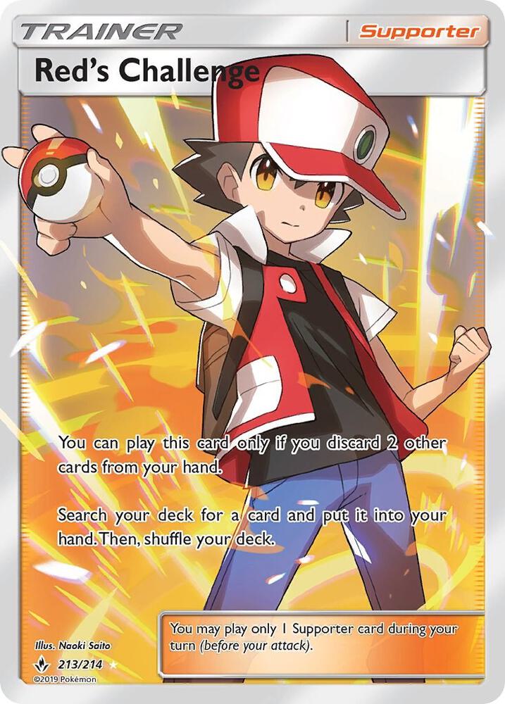 2019 Pokemon SM - Unbroken Bonds 213/214 Red's Challenge (Full Art) Ultra Rare
