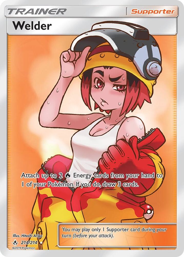 2019 Pokemon SM - Unbroken Bonds 214/214 Welder (Full Art) Ultra Rare