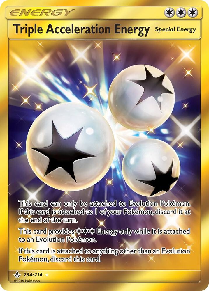 2019 Pokemon SM - Unbroken Bonds 234/214 Triple Acceleration Energy Secret Rare