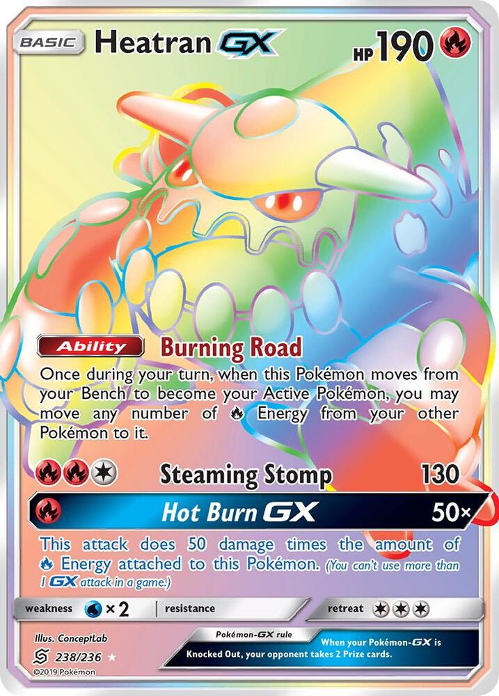 2019 Pokemon SM - Unified Minds 238/236 Heatran GX (Secret) Secret Rare