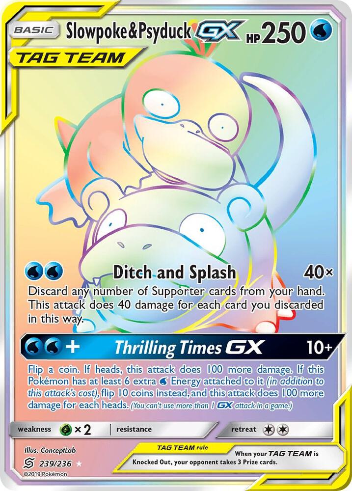 2019 Pokemon SM - Unified Minds 239/236 Slowpoke & Psyduck GX Secret Rare