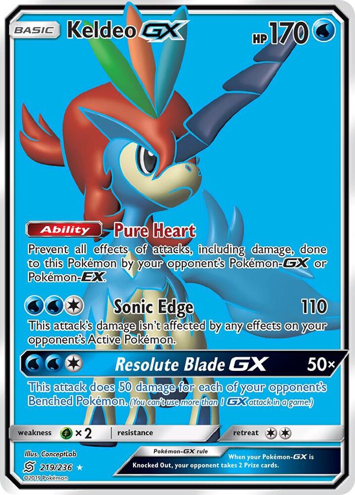 2019 Pokemon SM - Unified Minds 219/236 Keldeo GX (Full Art) Ultra Rare