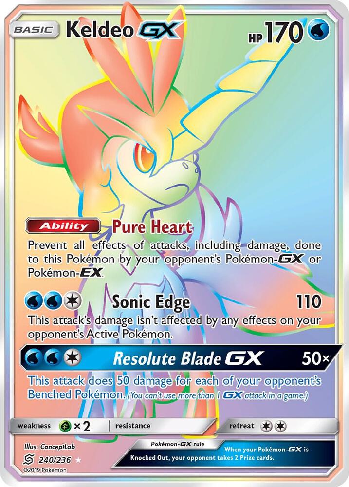 2019 Pokemon SM - Unified Minds 240/236 Keldeo GX (Secret) Secret Rare