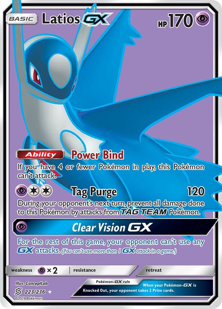 2019 Pokemon SM - Unified Minds 223/236 Latios GX (Full Art) Ultra Rare