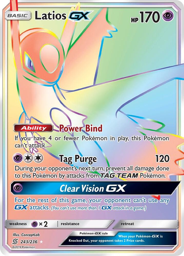 2019 Pokemon SM - Unified Minds 243/236 Latios GX (Secret) Secret Rare