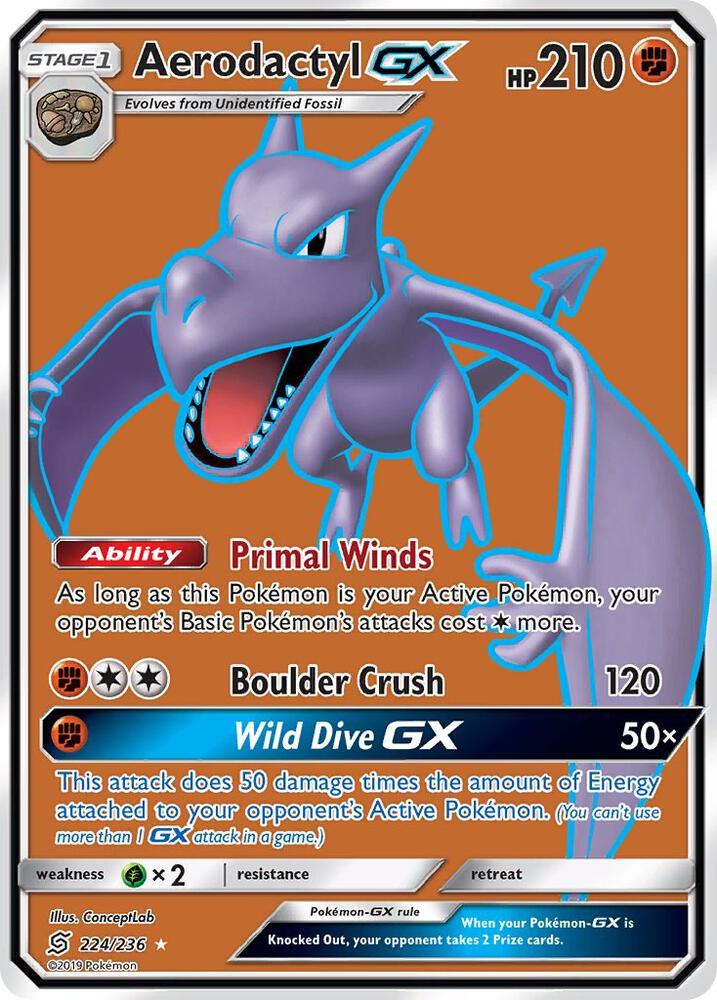 2019 Pokemon SM - Unified Minds 224/236 Aerodactyl GX (Full Art) Ultra Rare