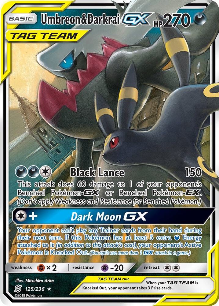 2019 Pokemon SM - Unified Minds 125/236 Umbreon & Darkrai GX Ultra Rare