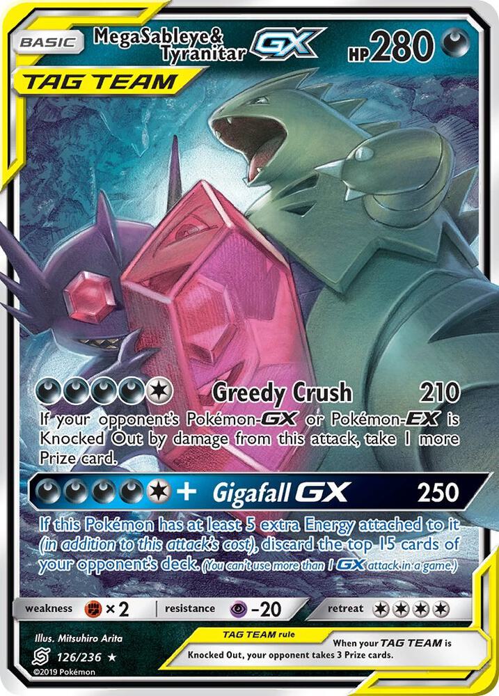2019 Pokemon SM - Unified Minds 126/236 Mega Sableye & Tyranitar GX Ultra Rare