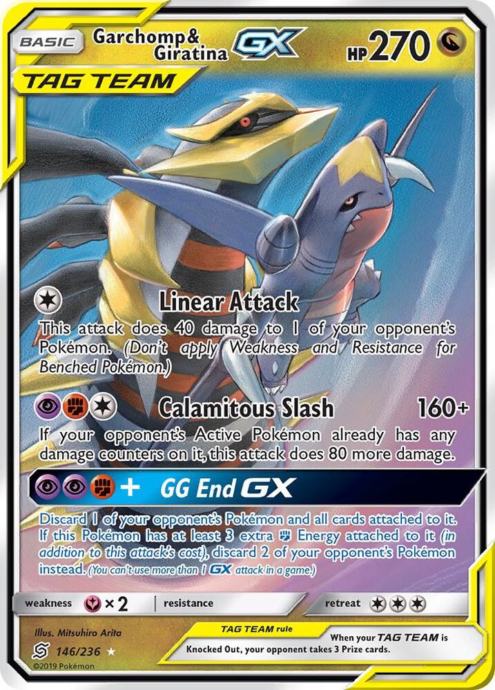 2019 Pokemon SM - Unified Minds 146/236 Garchomp & Giratina GX Ultra Rare