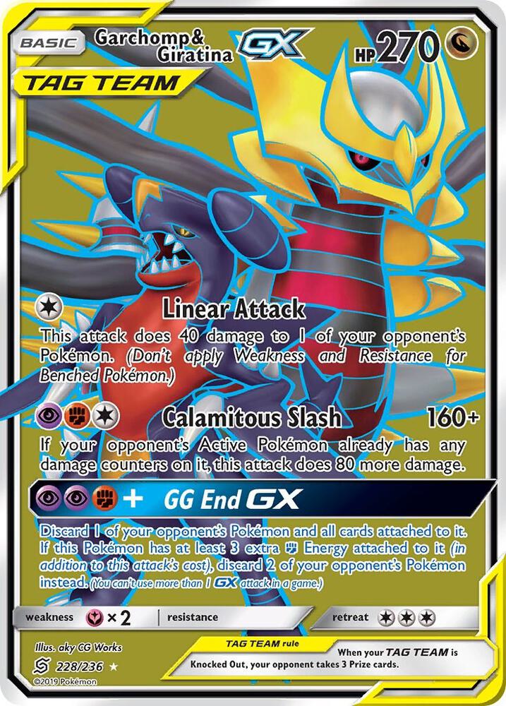 2019 Pokemon SM - Unified Minds 228/236 Garchomp & Giratina GX (Full Art)