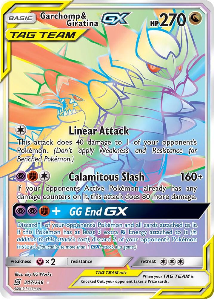 2019 Pokemon SM - Unified Minds 247/236 Garchomp & Giratina GX Secret Rare
